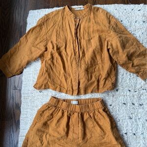 Everlane Ochre Linen Shorts + Top Set